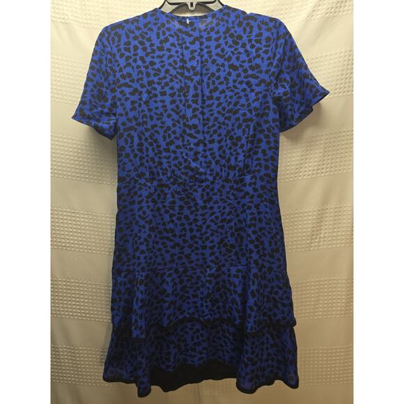 Simply Vera Wang Dress Womens Size Medium Blue Black Short Sleeve Chiffon Tie... - Picture 6 of 7